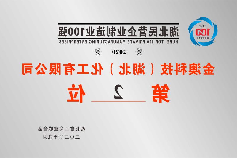 2020年湖北民营制造业100强第2位